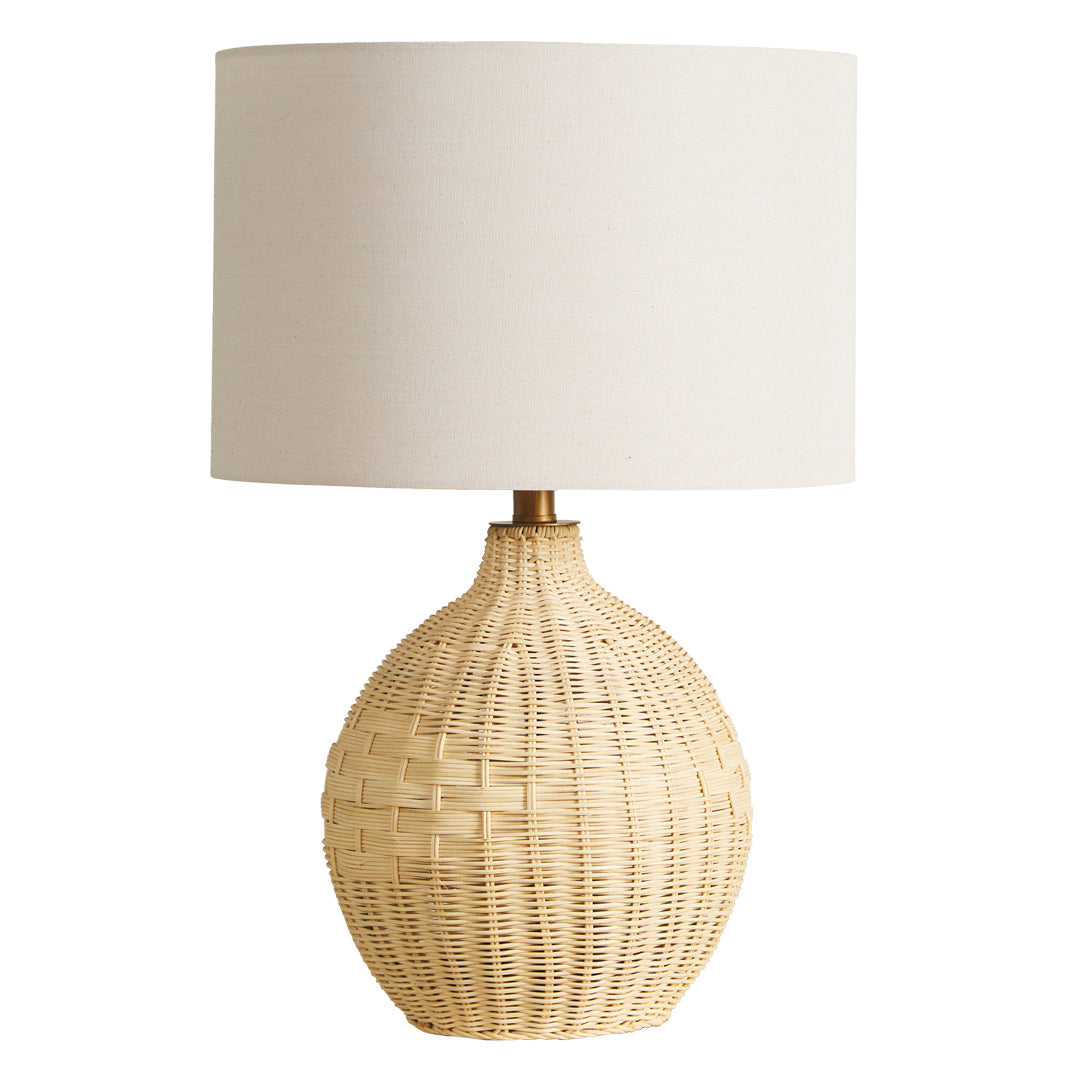 Sylvie Rattan Table Lamp – Linen Shade