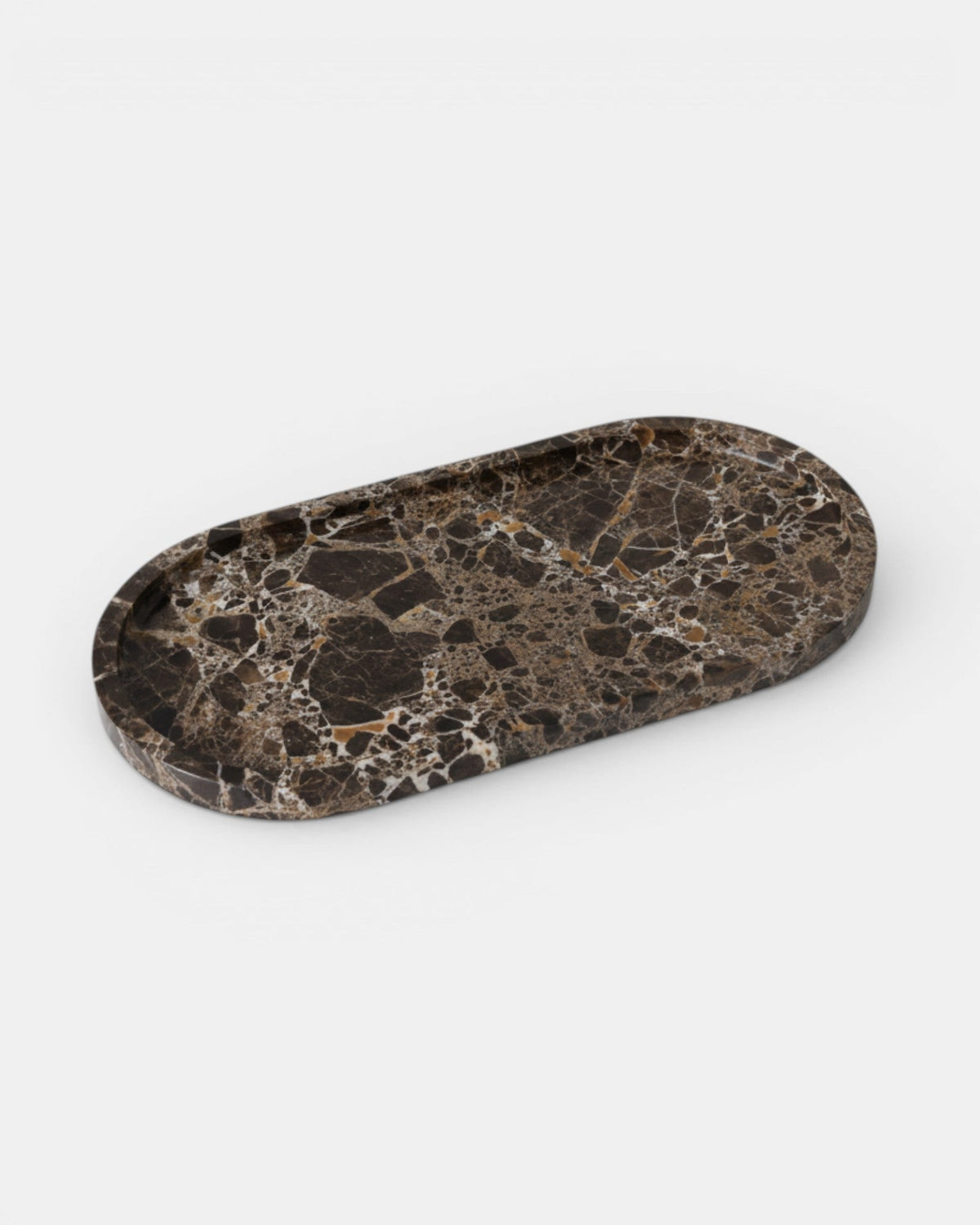 Livia Marble Tray – Oval, Emperador Brown