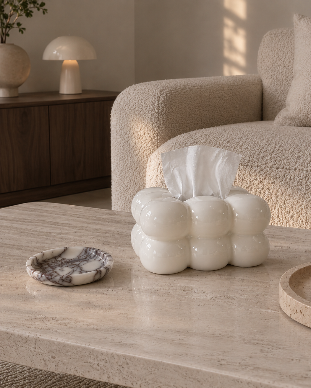 Nina Ceramic Tissue Box – Gloss Ivory