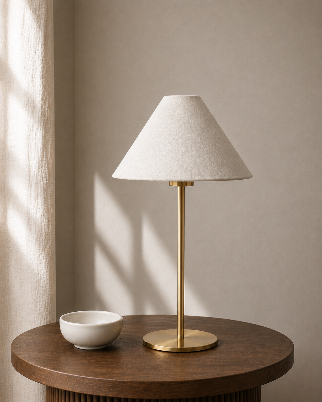Margot Brass Portable Lamp – Linen Shade