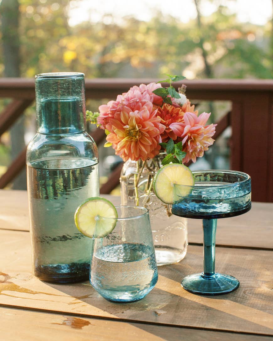 Hammered-Texture Water Tumblers – Set of 2, Clear
