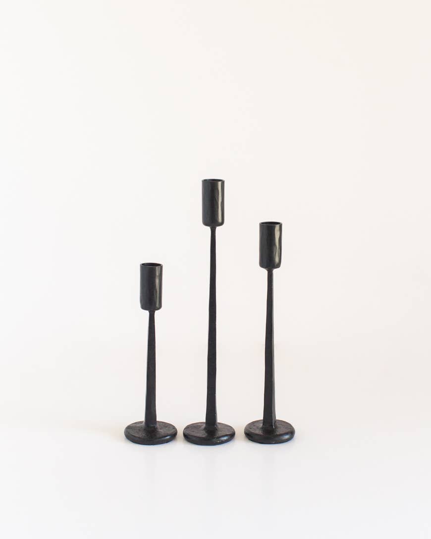 Marlo Iron Candle Stands – Set of 3, Brass Finish