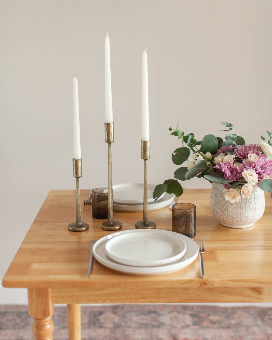 Marlo Iron Candle Stands – Set of 3, Brass Finish