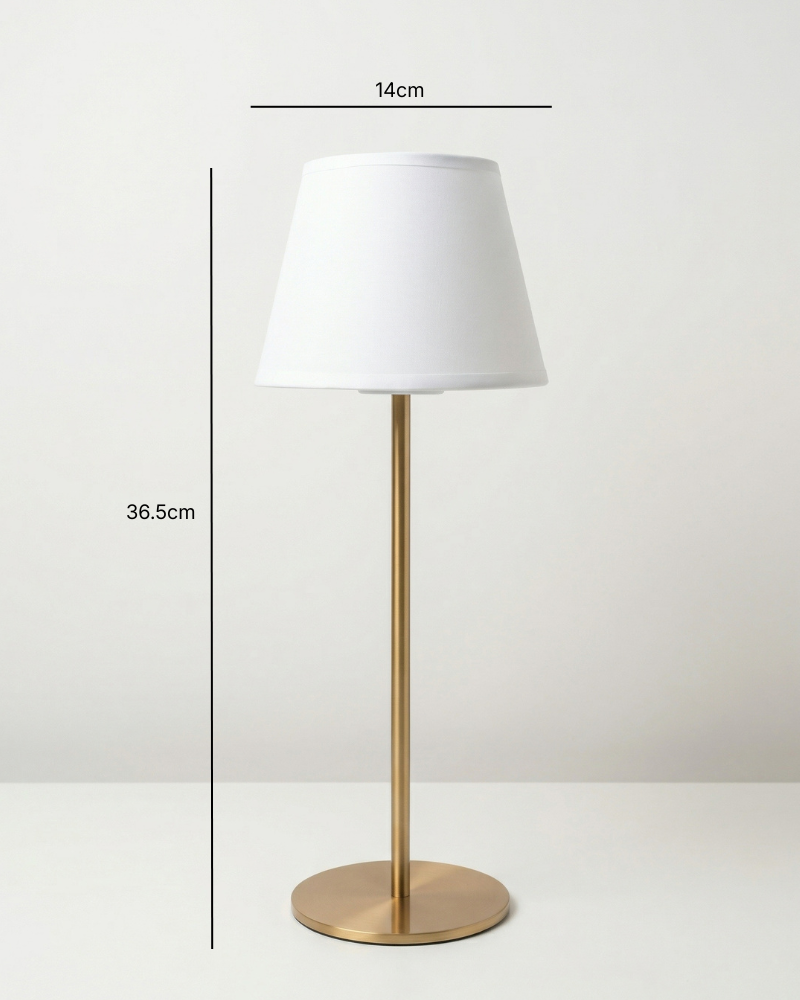 Cleo Brass Portable Lamp – Tapered Drum Shade