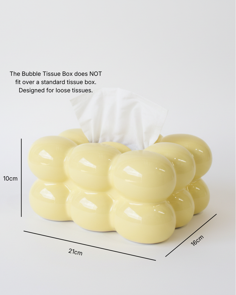 Nina Ceramic Tissue Box – Gloss Butter Yellow