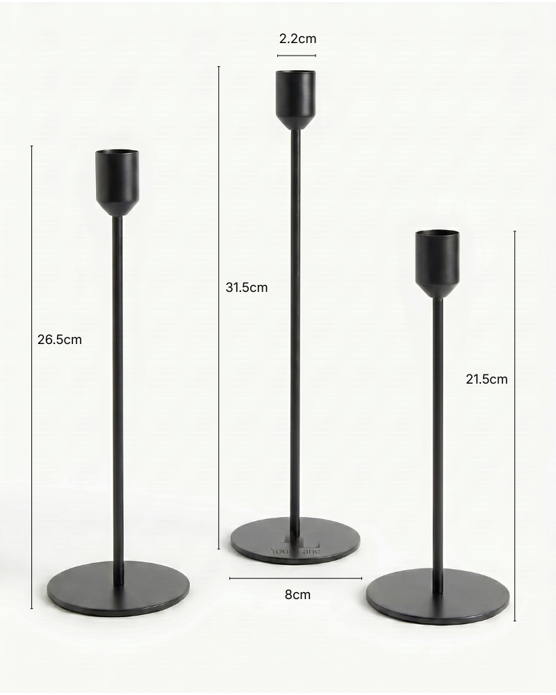 Astrid Taper Candle Holders – Set of 3, Black