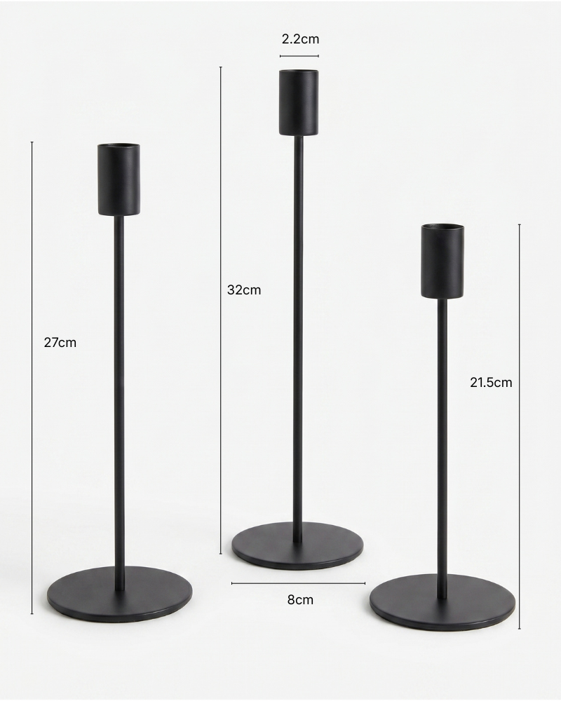 Celine Column Candle Holders – Set of 3, Black