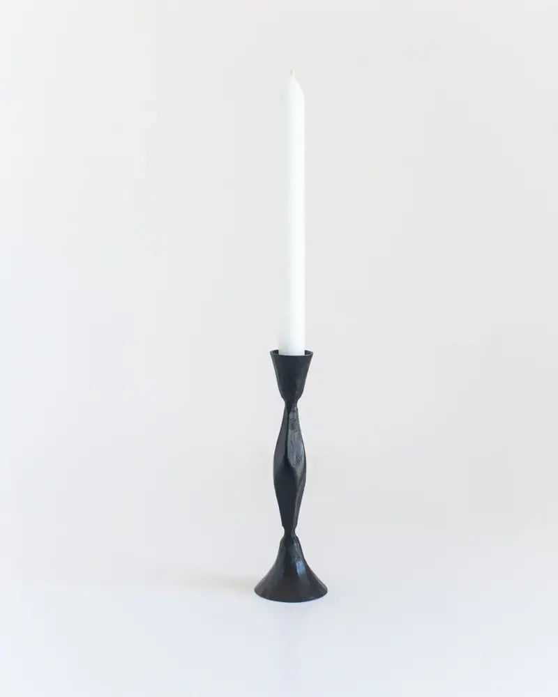 Diamond-Texture Iron Candle Stand – Tall, Brass Finish