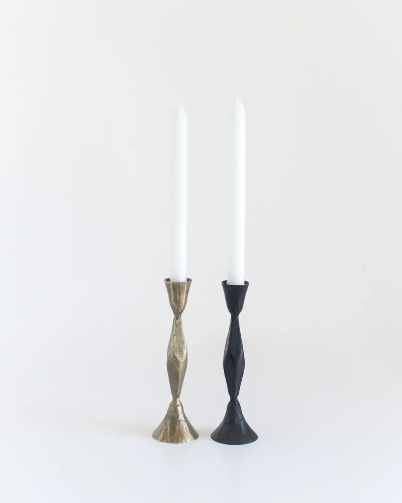 Diamond-Texture Iron Candle Stand – Tall, Black