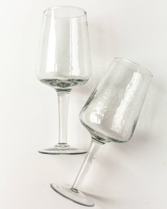 Hammered-Texture Wine Glasses – Set of 2, Clear