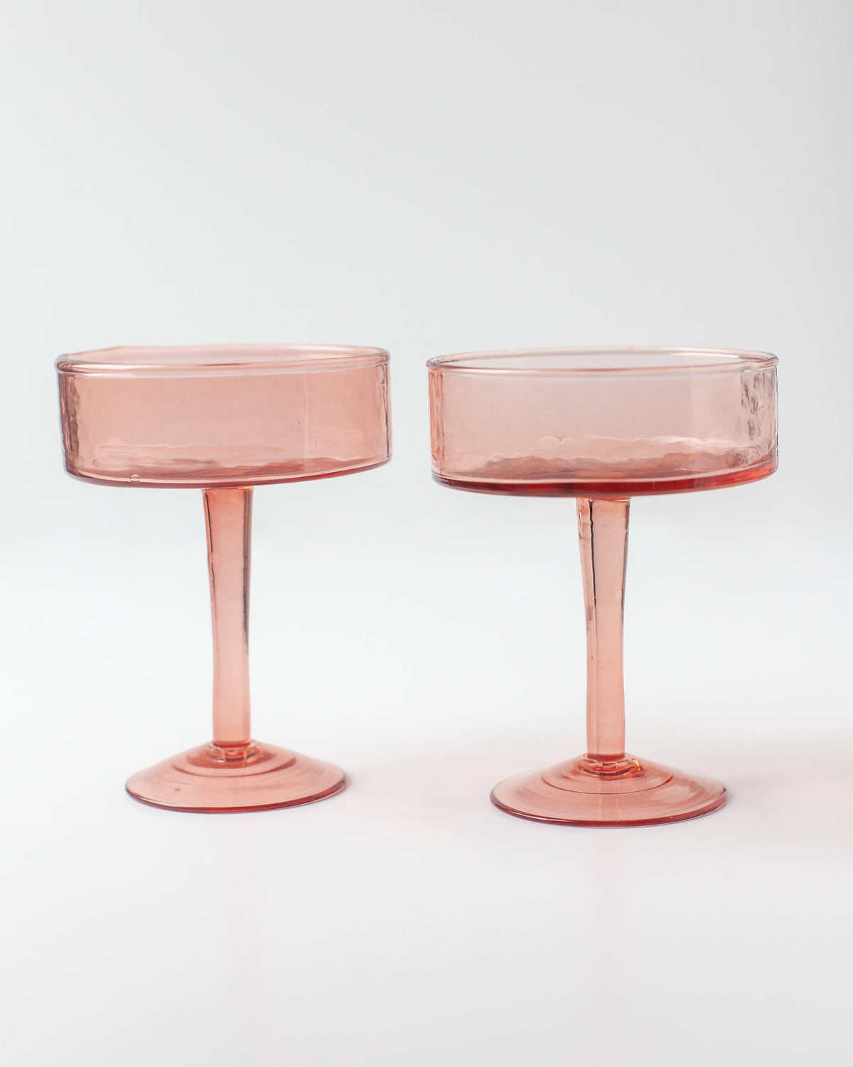 Hammered-Texture Coupe Glasses – Set of 2, Blush