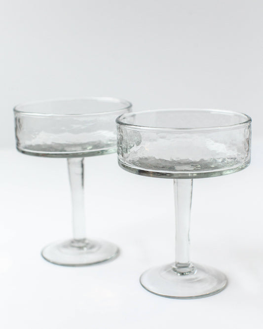Hammered-Texture Coupe Glasses – Set of 2, Clear