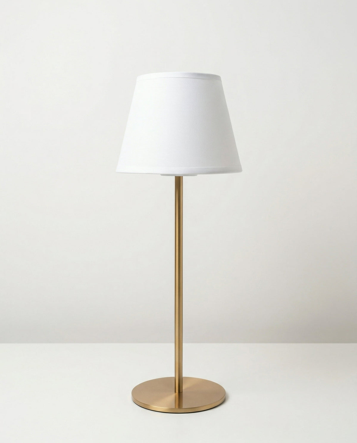 Cleo Brass Portable Lamp – Tapered Drum Shade