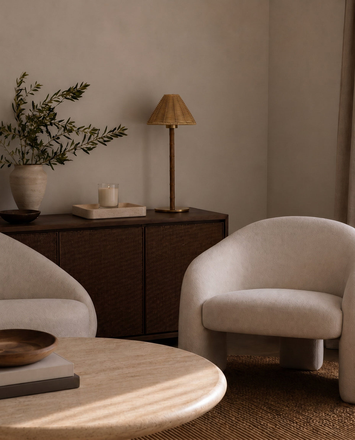 Freya Bamboo Portable Lamp – Rattan Shade