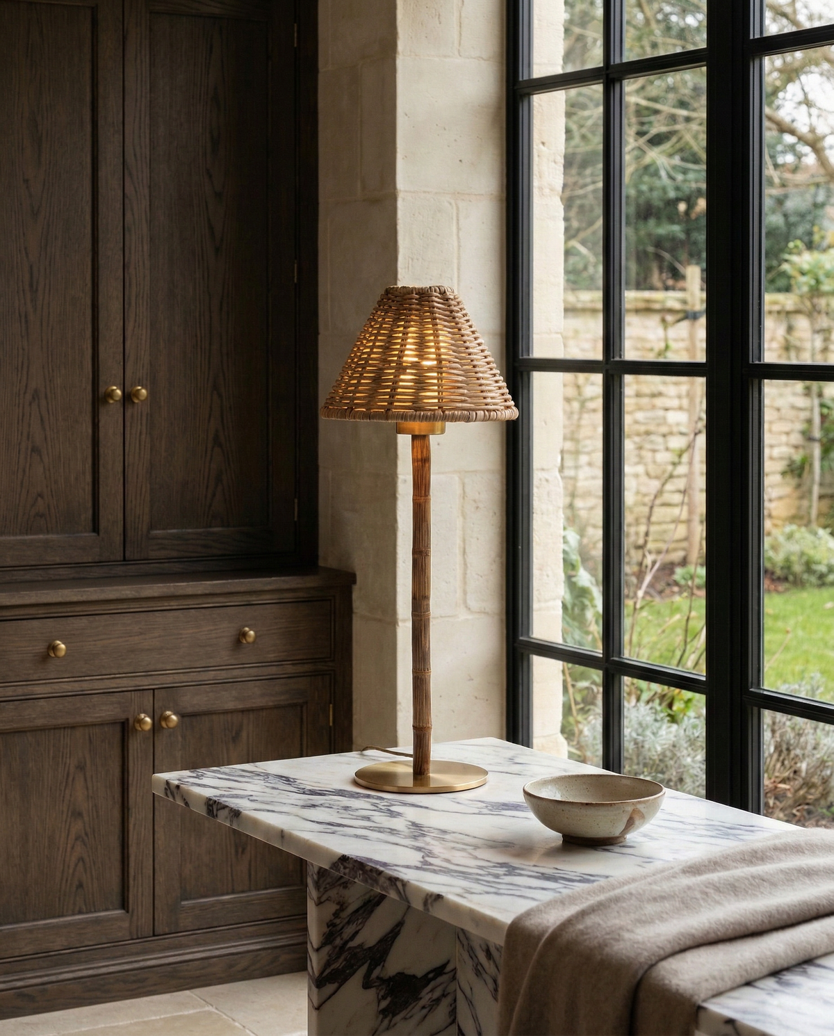 Freya Bamboo Portable Lamp – Rattan Shade