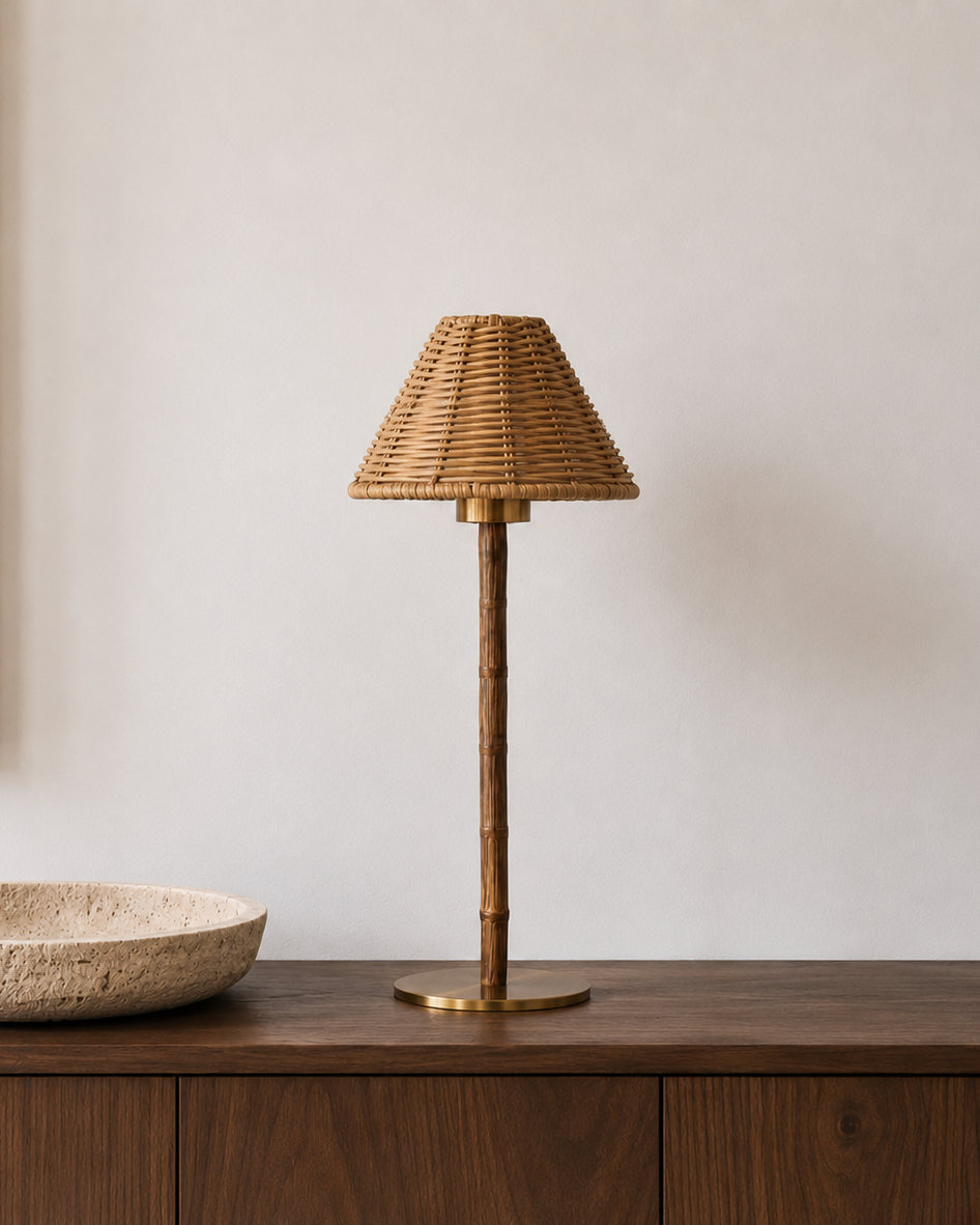 Freya Bamboo Portable Lamp – Rattan Shade