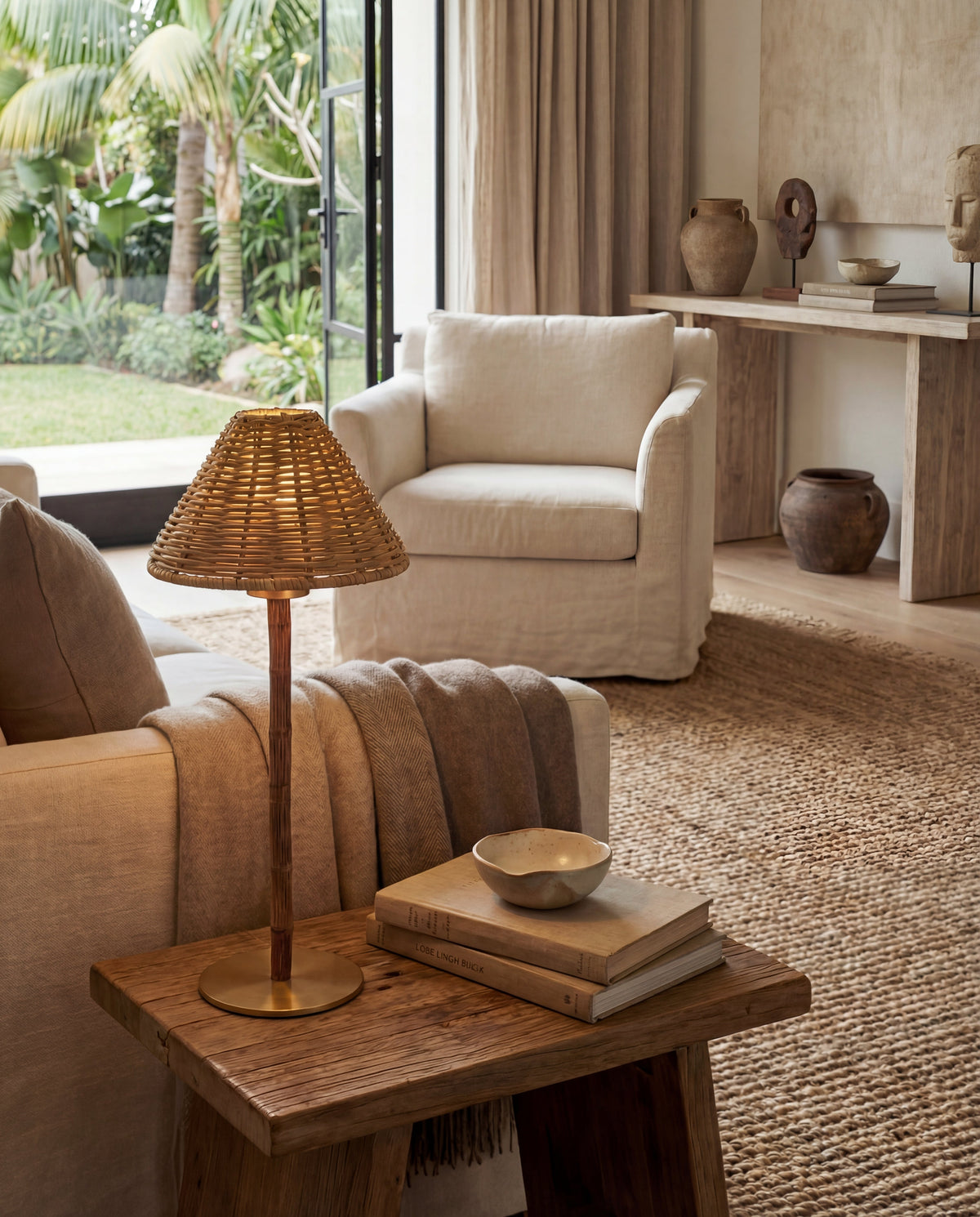 Freya Bamboo Portable Lamp – Rattan Shade