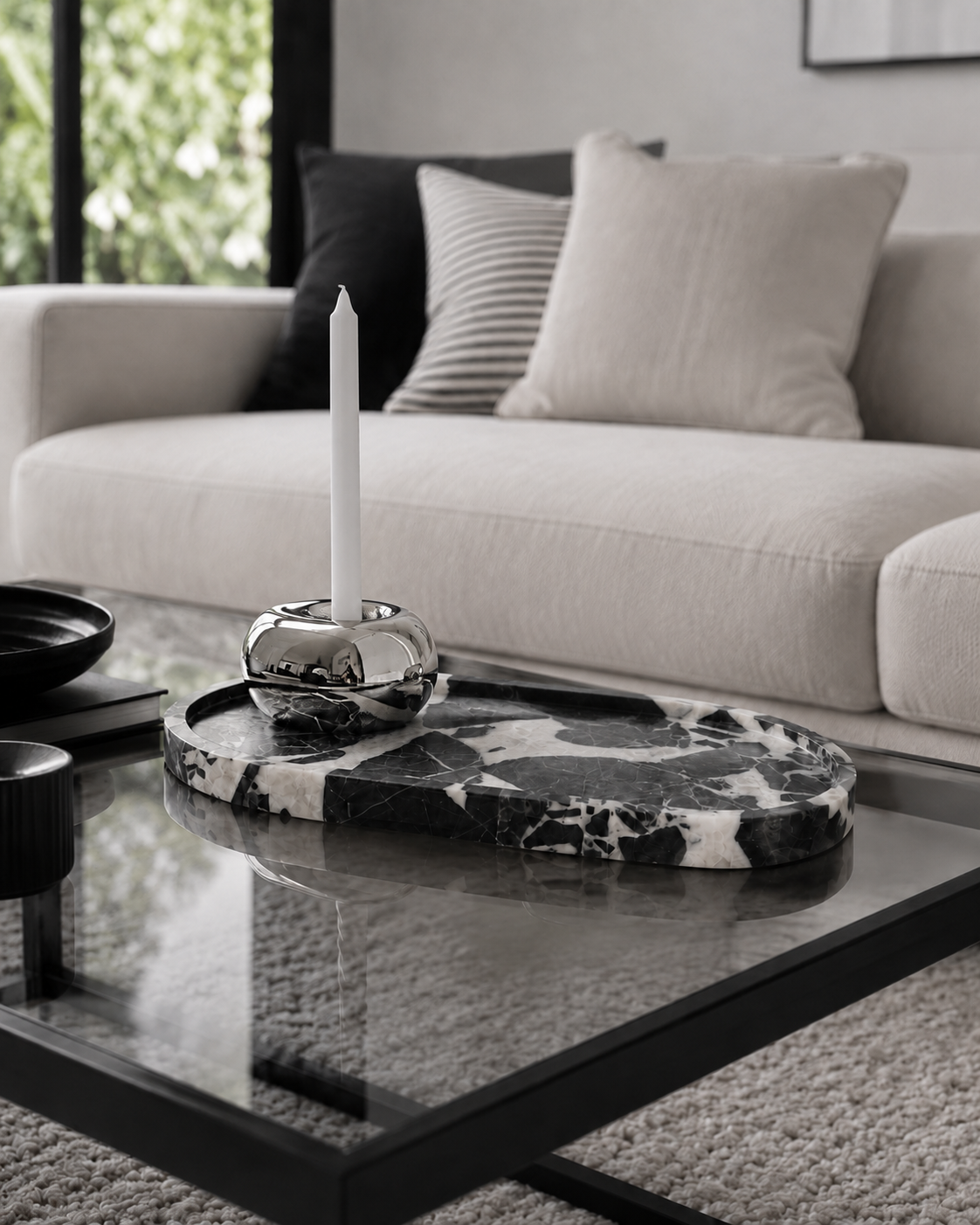 Livia Marble Tray – Oval, Black Bulgari