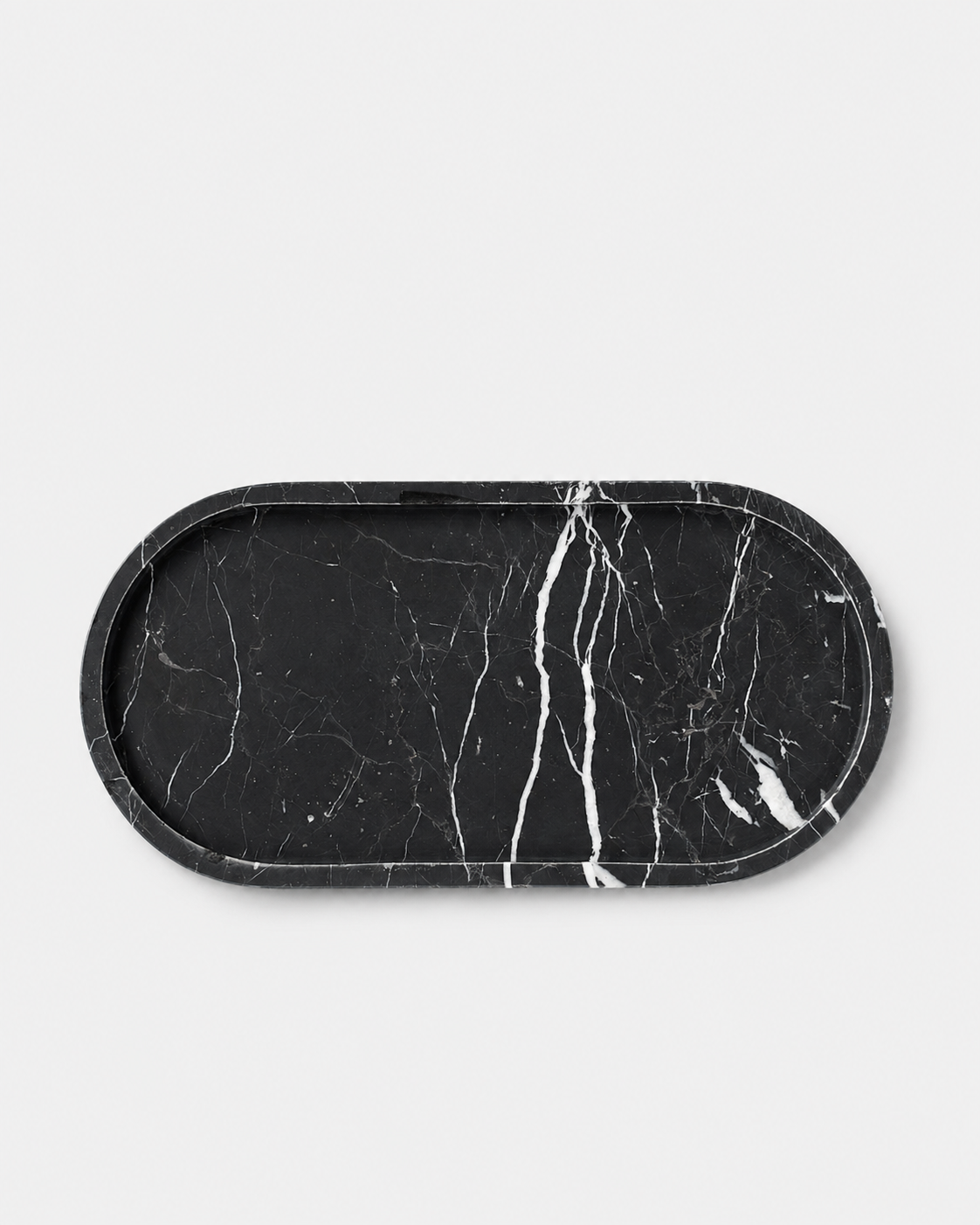 Livia Marble Tray – Oval, Black Marquina, Matte