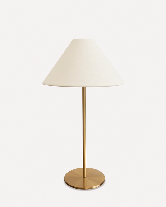 Margot Brass Portable Lamp – Linen Shade