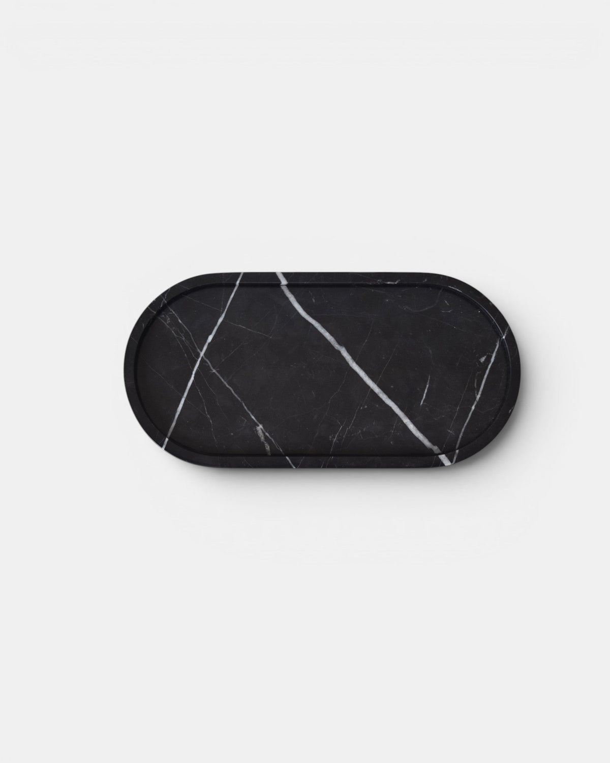 Livia Marble Tray – Oval, Black Marquina, Polished