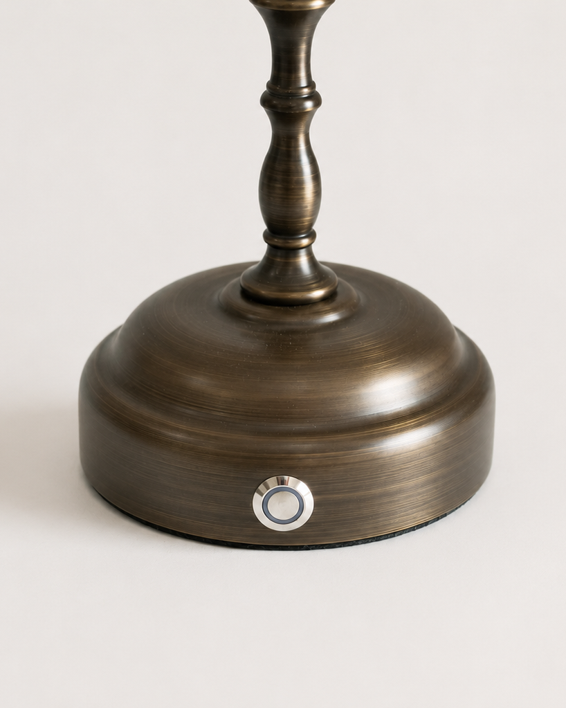 Odette Portable Table Lamp – Dark Bronze, Silk-Look Pleated Shade