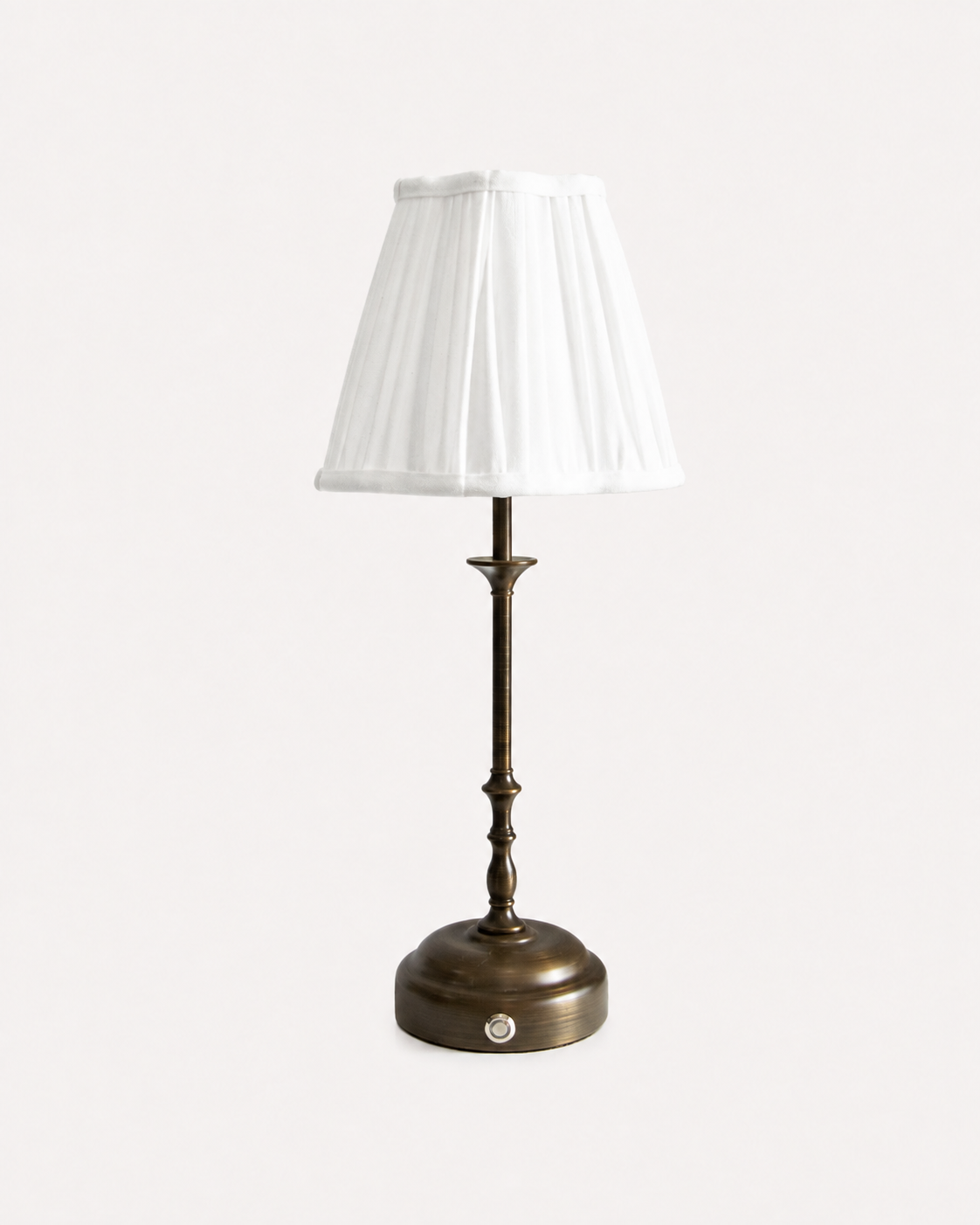 Odette Portable Table Lamp – Dark Bronze, Linen Pleated Shade