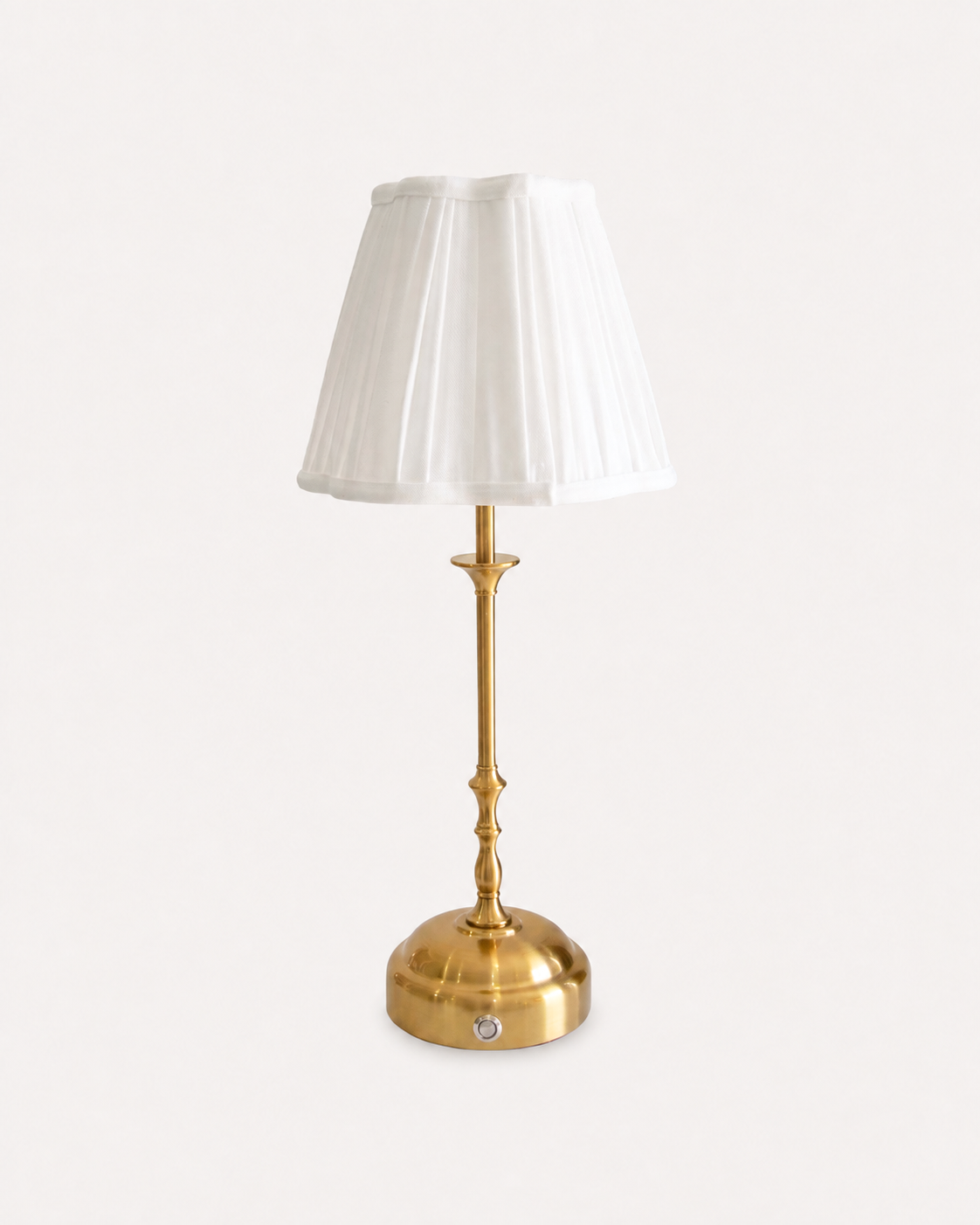 Odette Portable Table Lamp – Gold, Linen Pleated Shade