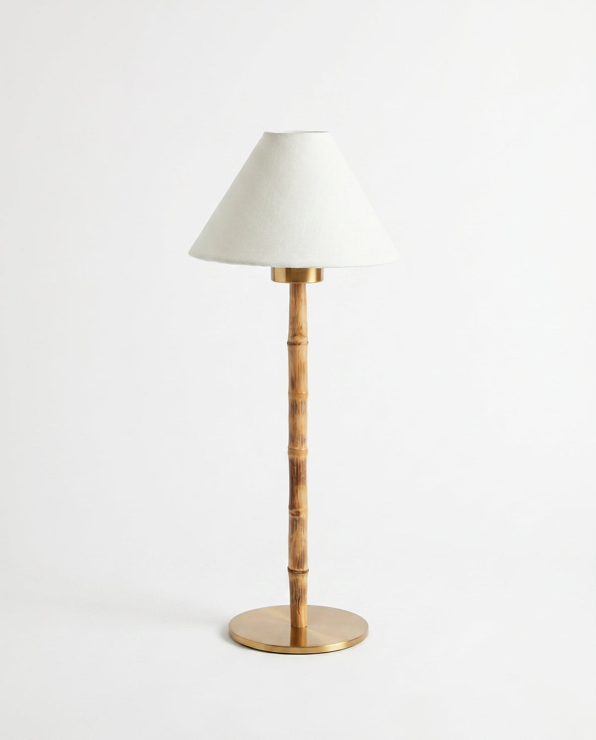 Freya Bamboo Portable Lamp – Linen Empire Shade