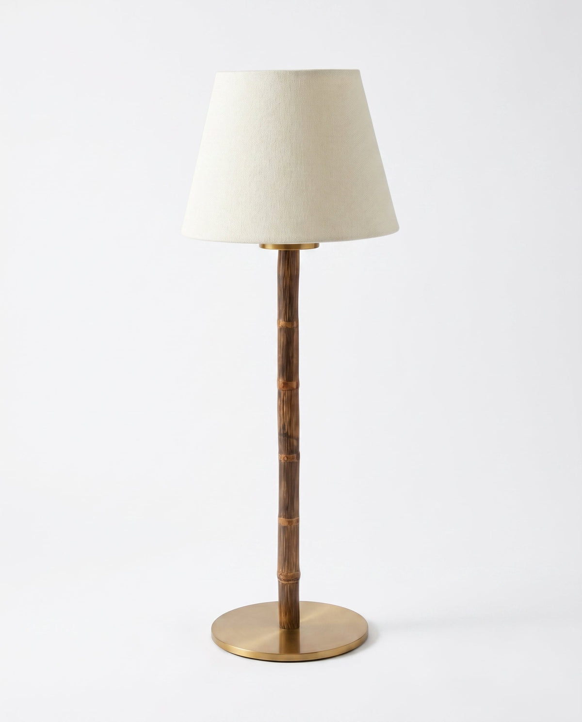 Freya Bamboo Portable Lamp – Linen Drum Shade