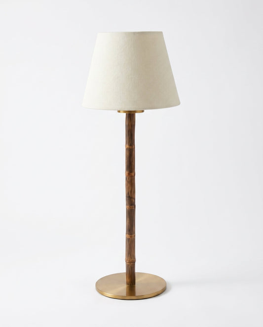 Freya Bamboo Portable Lamp – Linen Drum Shade