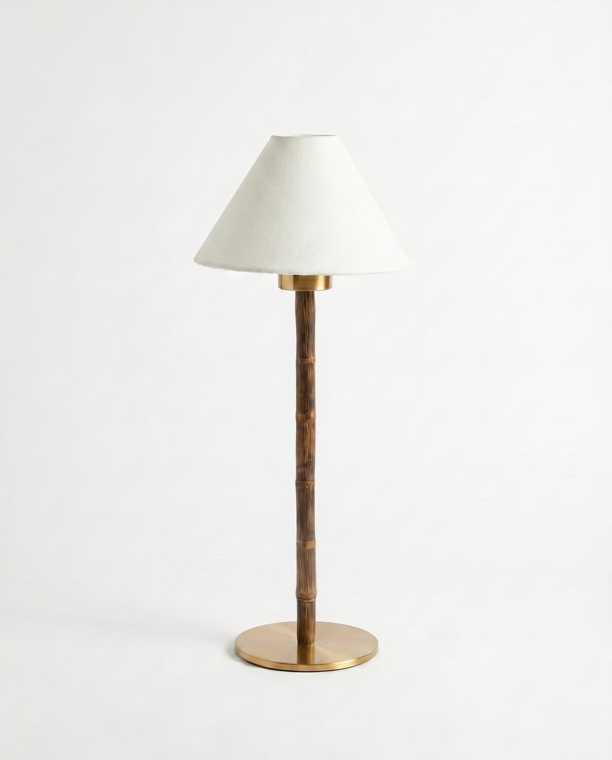 Freya Bamboo Portable Lamp – Linen Empire Shade