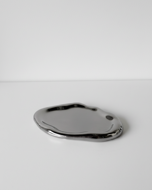 Fleur Ceramic Tray – Small, Silver
