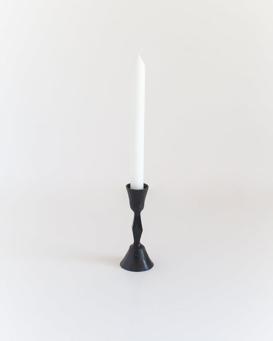 Diamond-Texture Iron Candle Stand – Low, Black