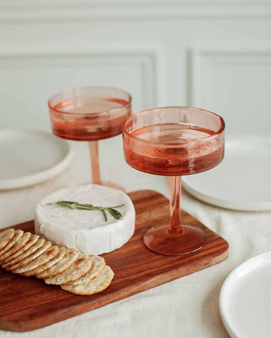 Hammered-Texture Coupe Glasses – Set of 2, Blush