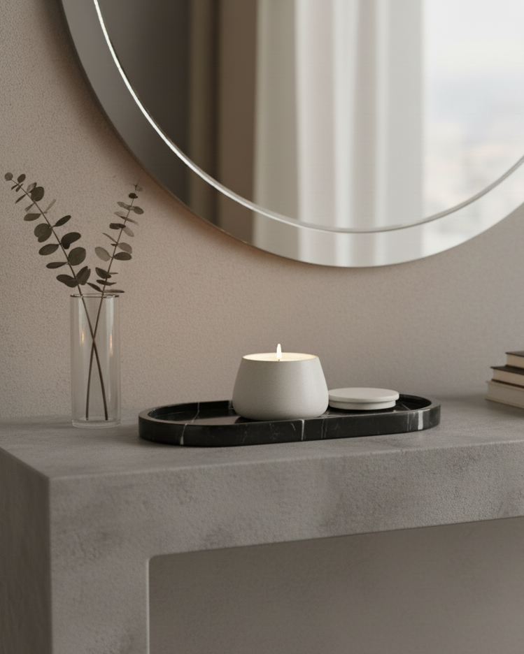 Livia Marble Tray – Oval, Black Marquina, Polished