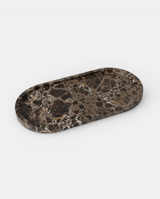 Livia Marble Tray – Oval, Emperador Brown