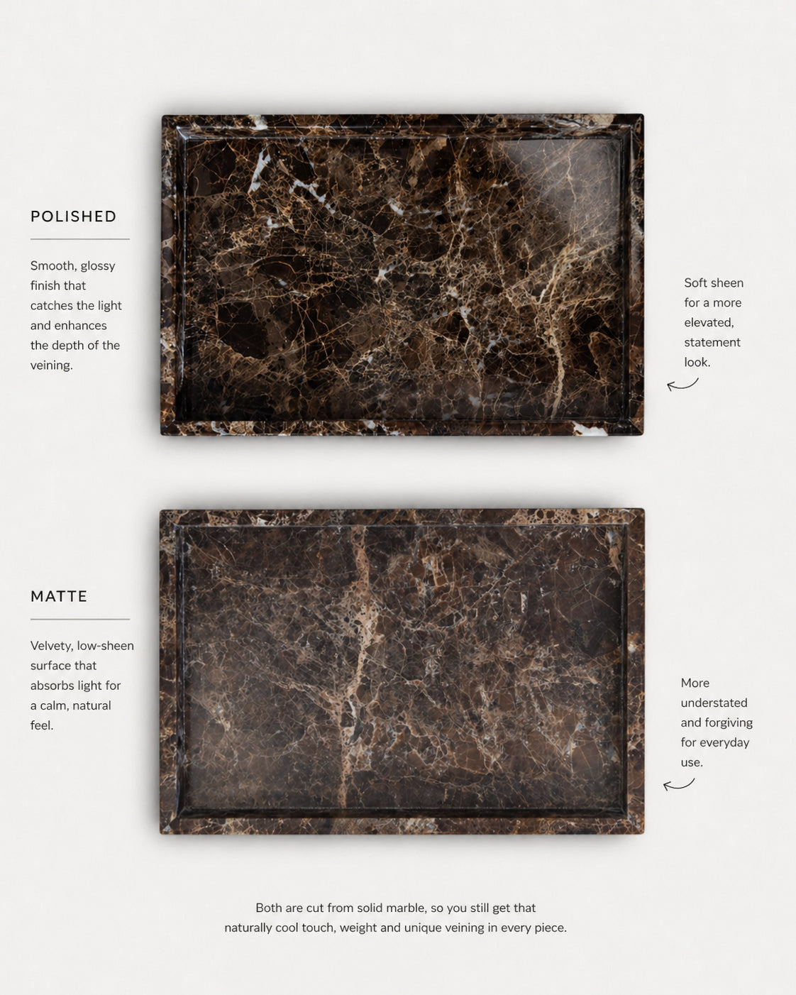 Noor Marble Tray – Rectangle, Emperador Brown