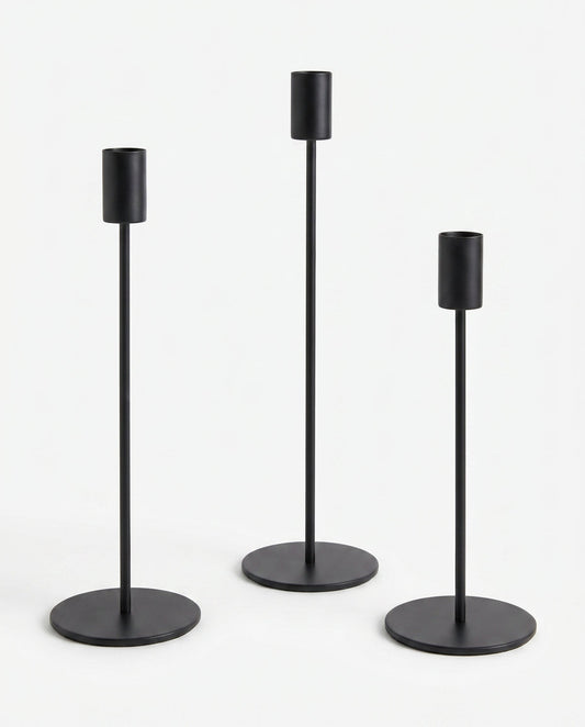Celine Column Candle Holders – Set of 3, Black