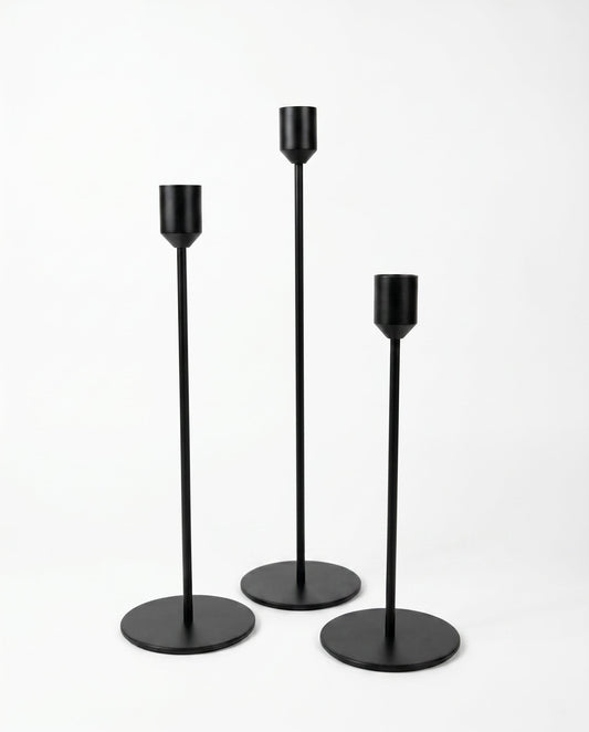 Astrid Taper Candle Holders – Set of 3, Black