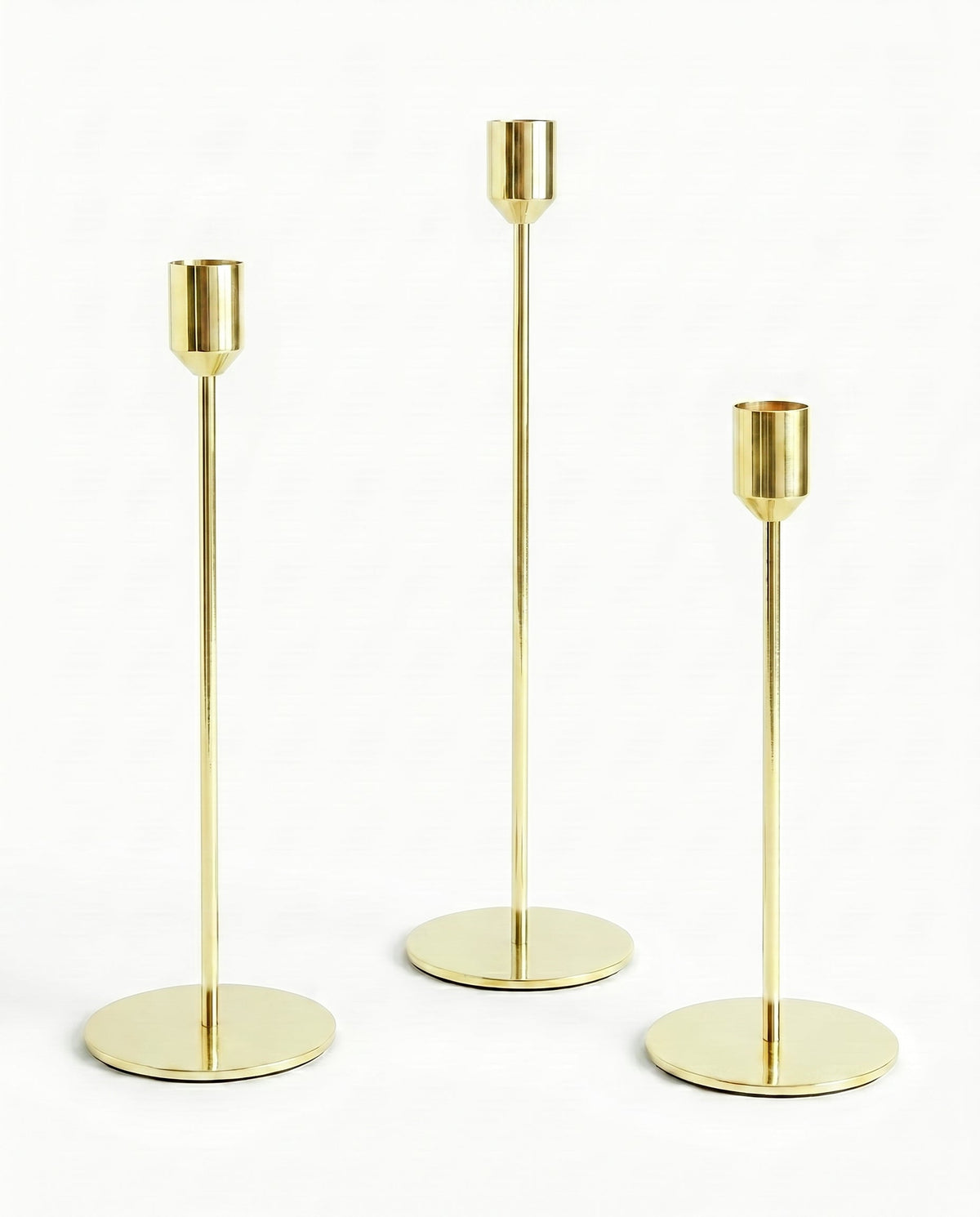 Astrid Taper Candle Holders – Set of 3, Light Gold