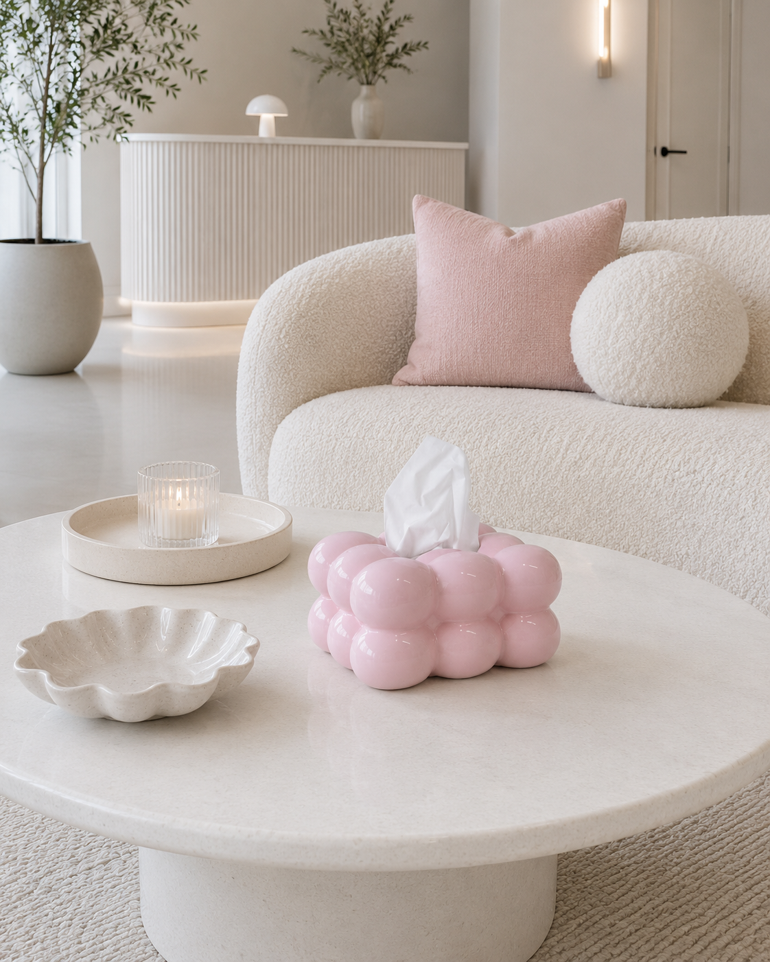 Nina Ceramic Tissue Box – Gloss Pink
