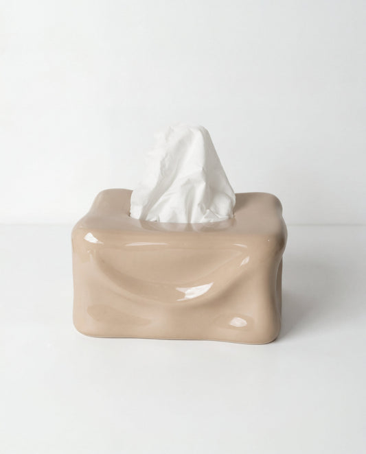 Greta Ceramic Tissue Box – Gloss Coffee