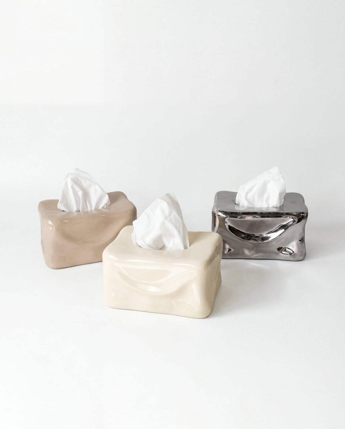 Greta Ceramic Tissue Box – Gloss Ivory