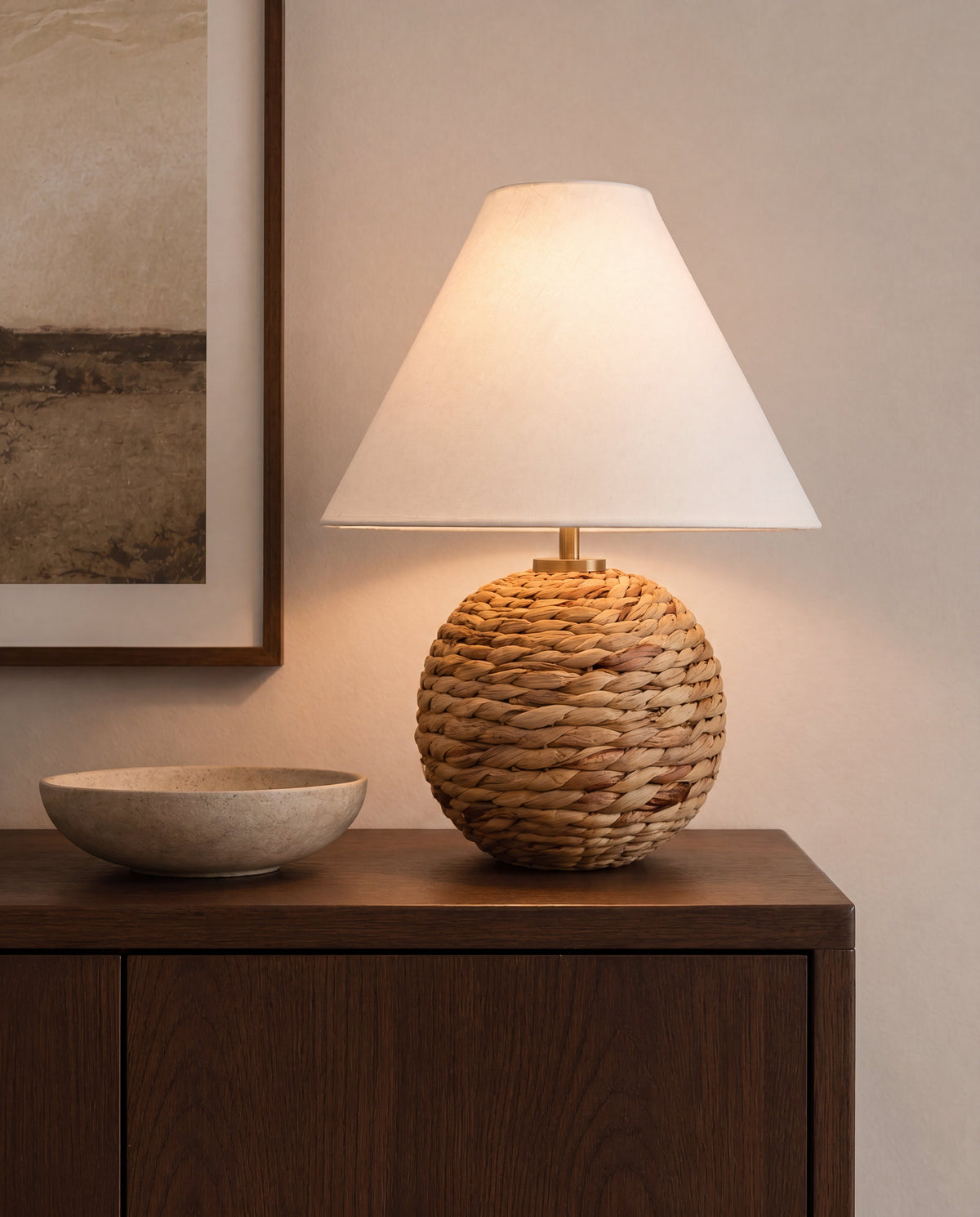 Juna Woven Portable Lamp – Linen Shade
