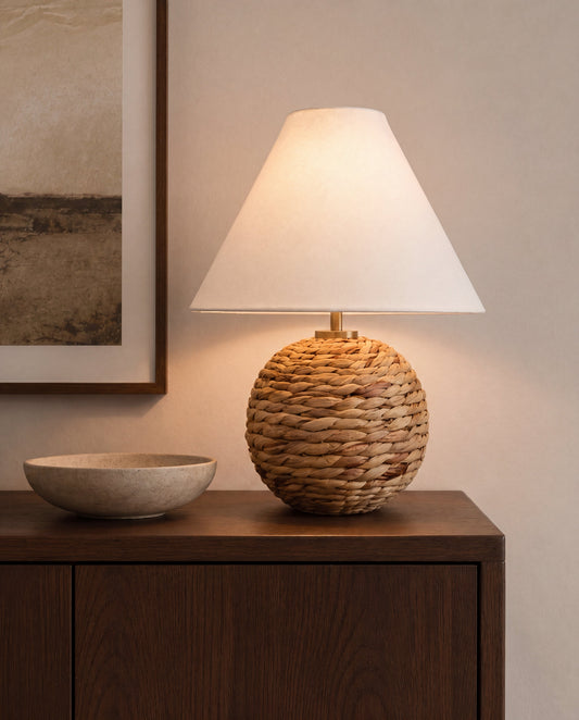 Juna Woven Portable Lamp – Linen Shade