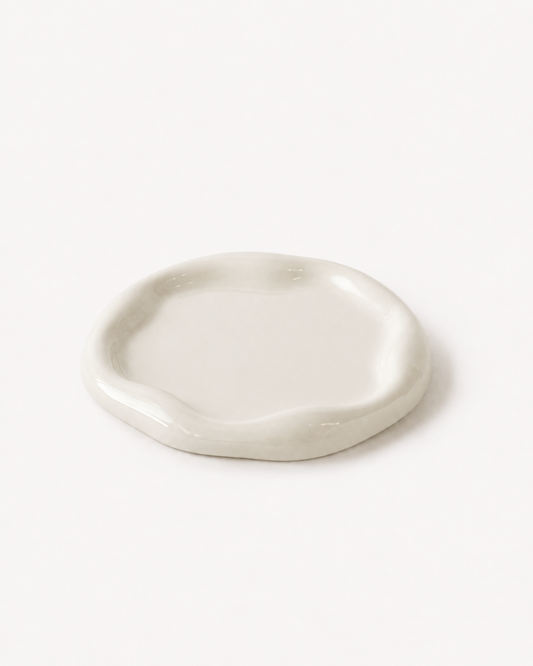 Fleur Ceramic Tray – Round, Ivory