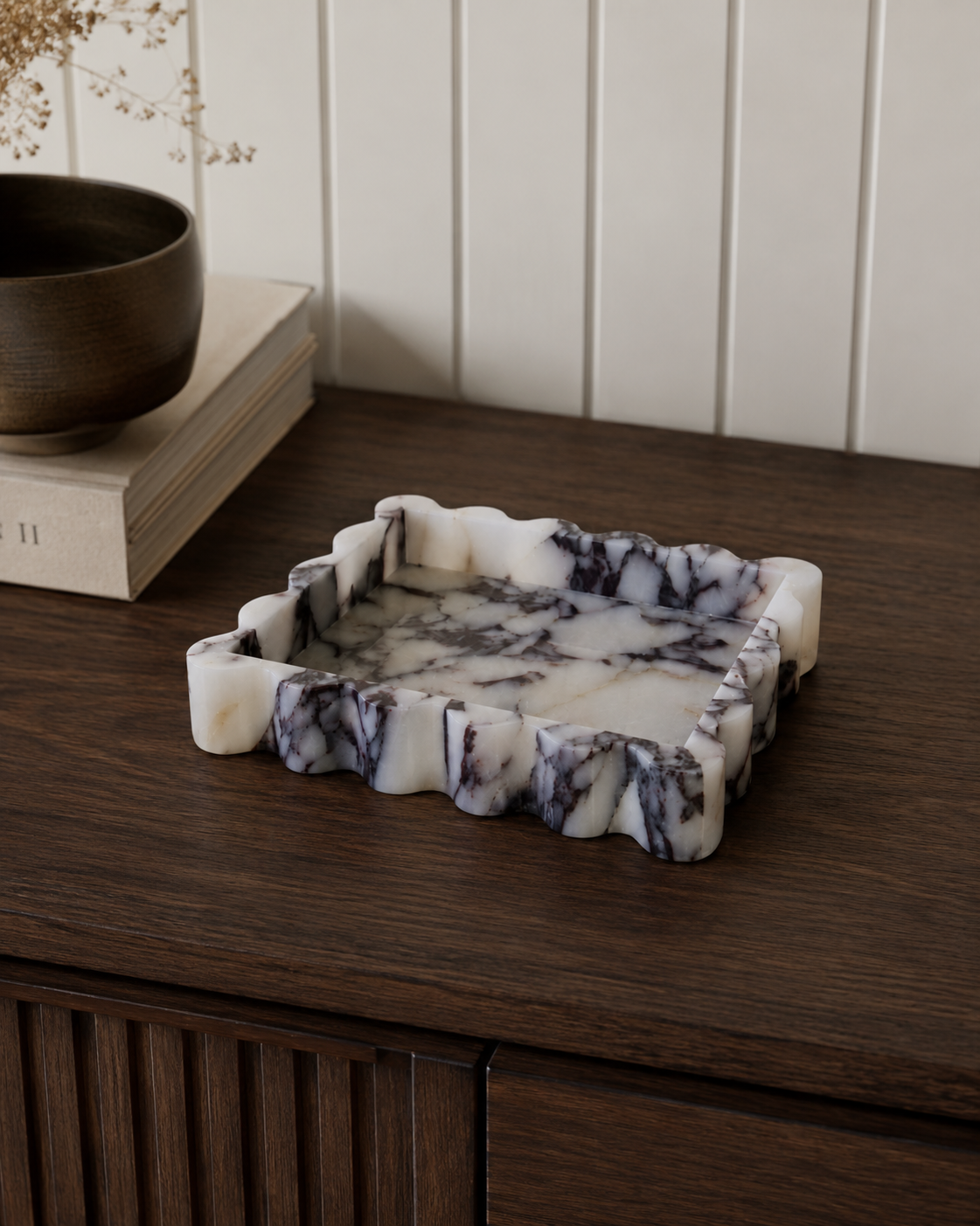 Mara Marble Tray – Wave Edge, Viola