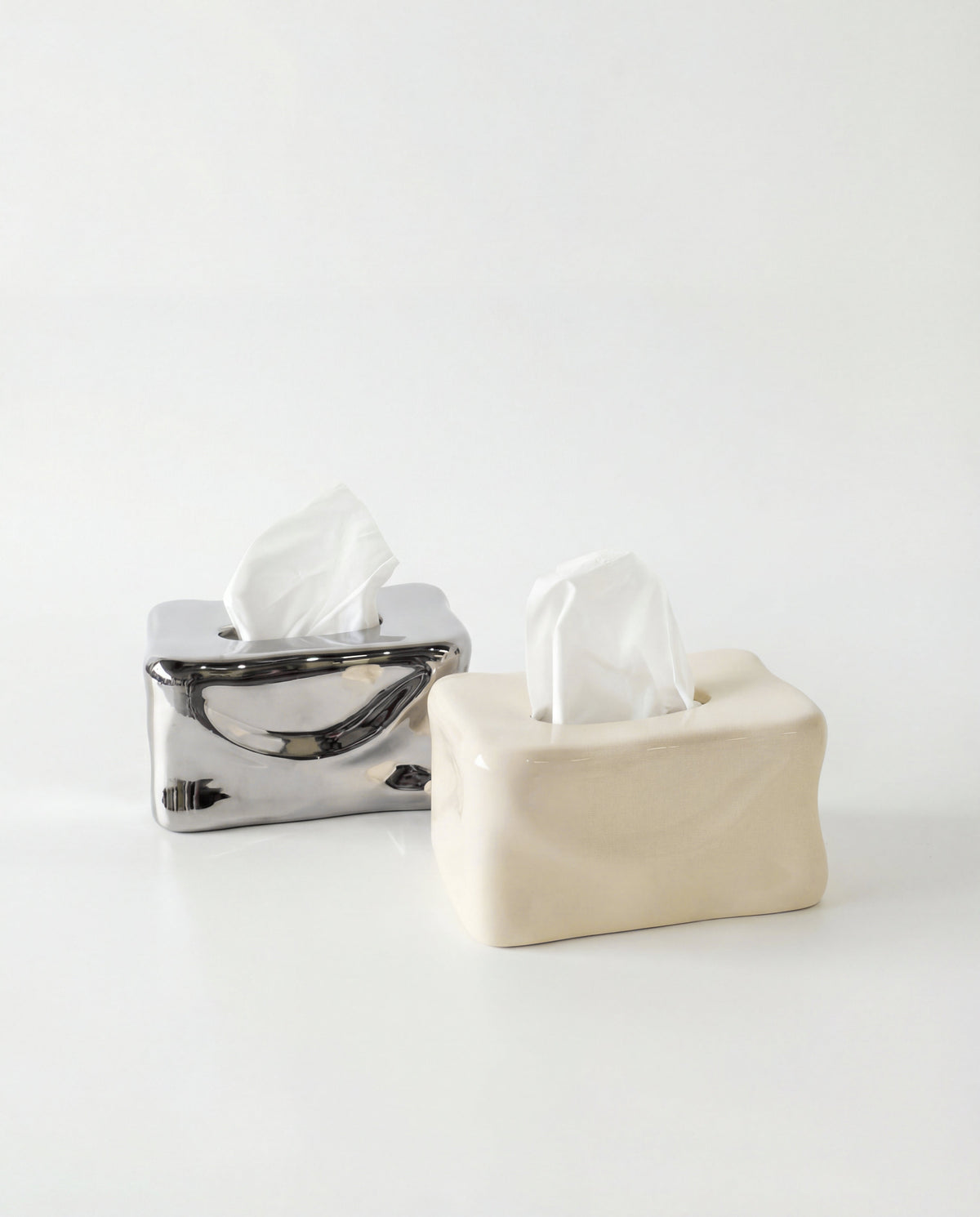 Greta Ceramic Tissue Box – Gloss Ivory