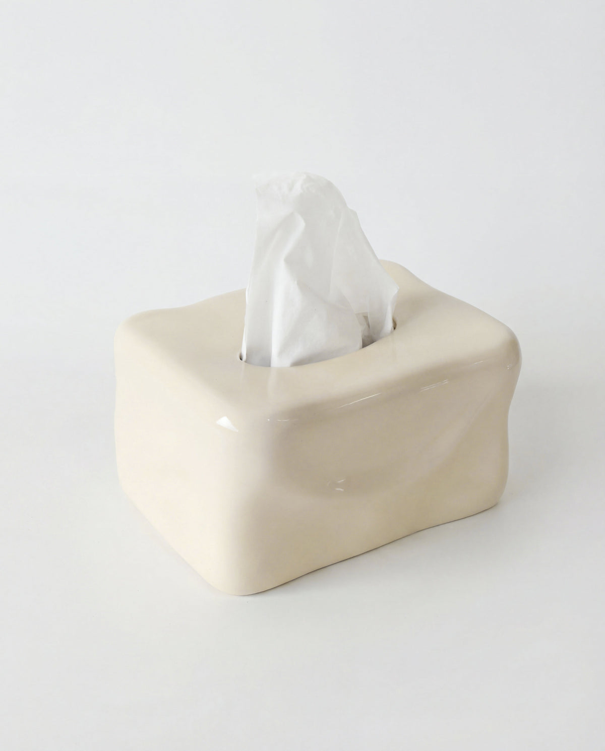 Greta Ceramic Tissue Box – Gloss Ivory